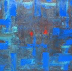 The Two Red Abstract Marks, Painting, Acrylic on Canvas