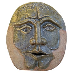 Robert M. Hardy Escultura de máscara de cerámica para colgar en la pared, California 1980