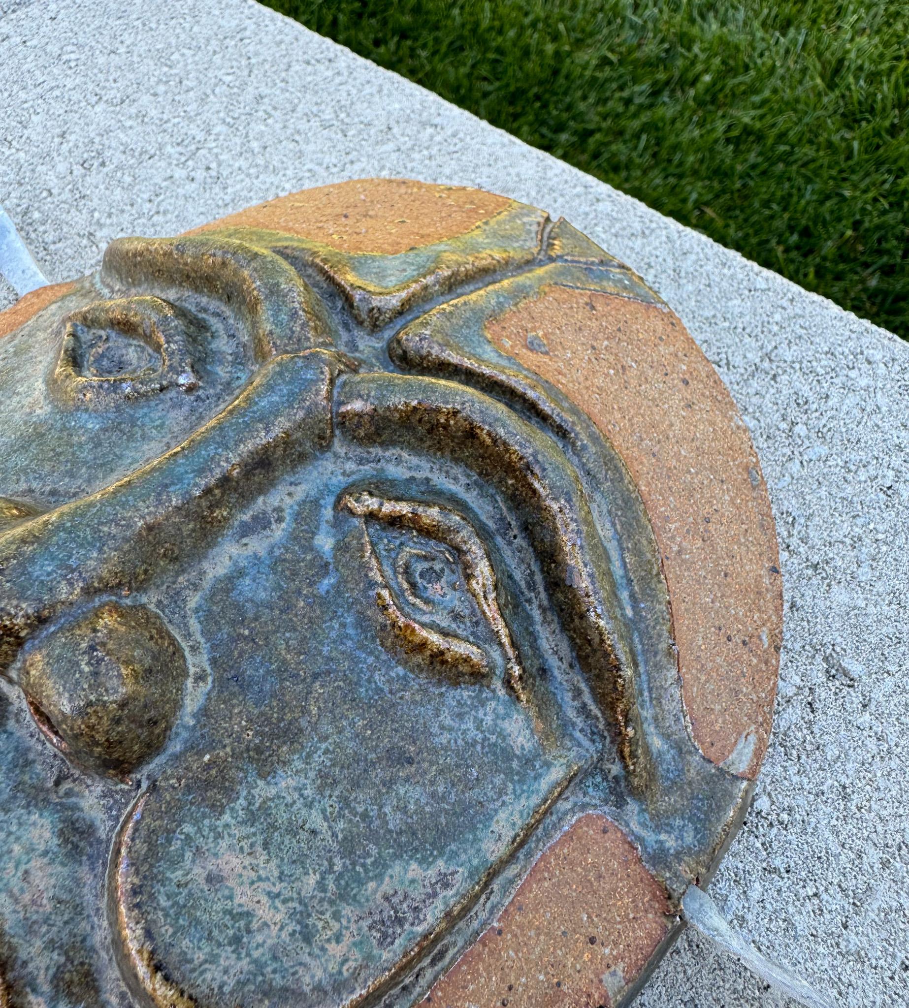 Robert M. Hardy Wall Hanging Ceramic Mask Sculpture, California circa 1979 For Sale 1