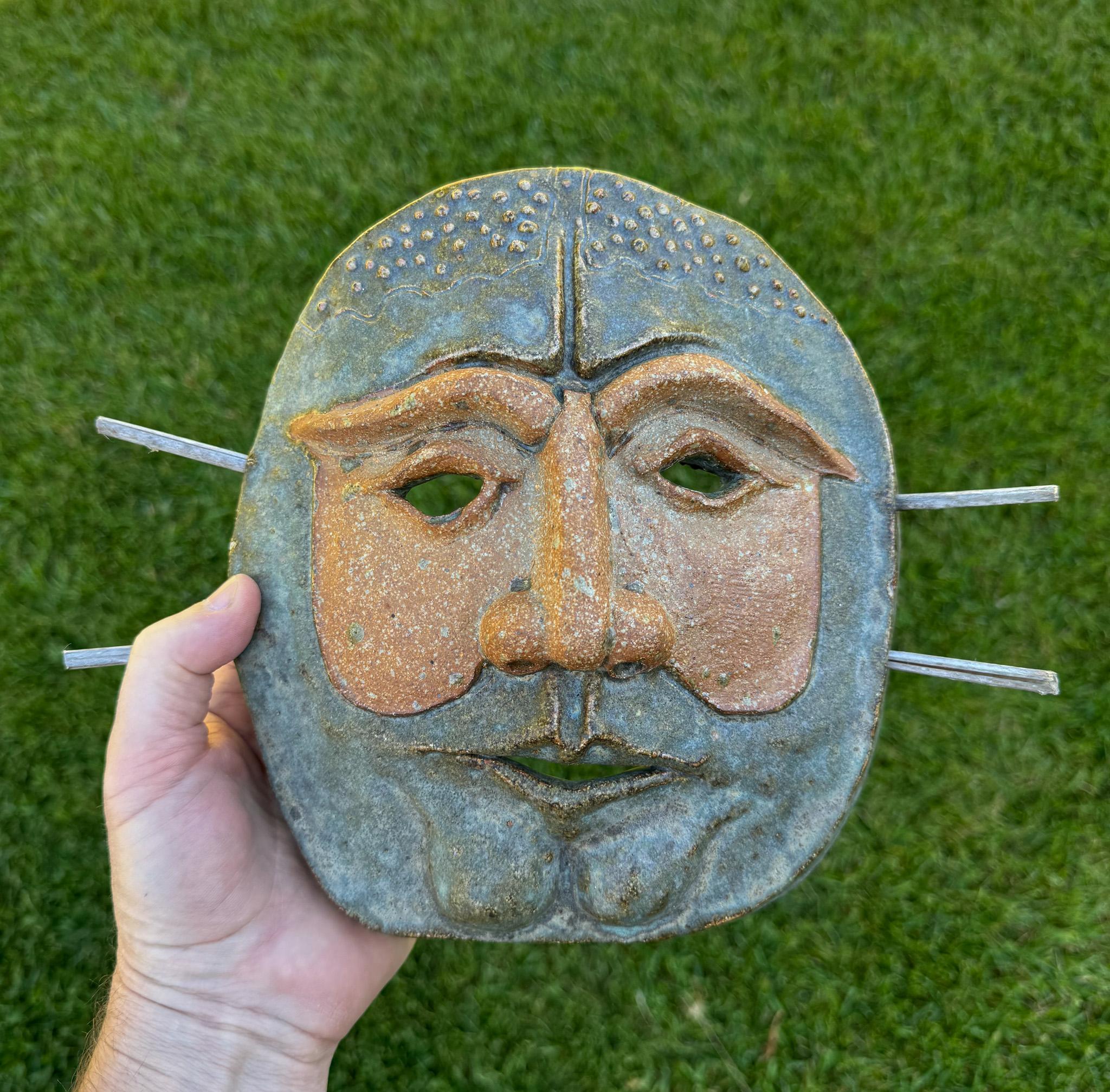 Robert M. Hardy Wall Hanging Ceramic Mask Sculpture, California circa 1980. 