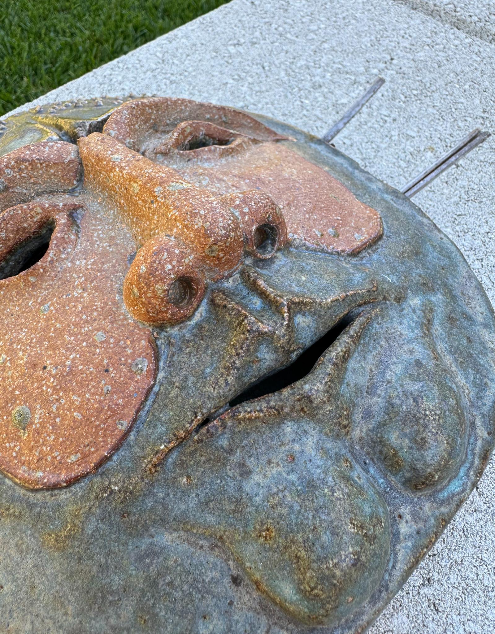 Glazed Robert M. Hardy Wall Hanging Ceramic Mask Sculpture, California circa 1980 For Sale