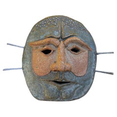 Robert M. Hardy Wall Hanging Ceramic Mask Sculpture, California circa 1980