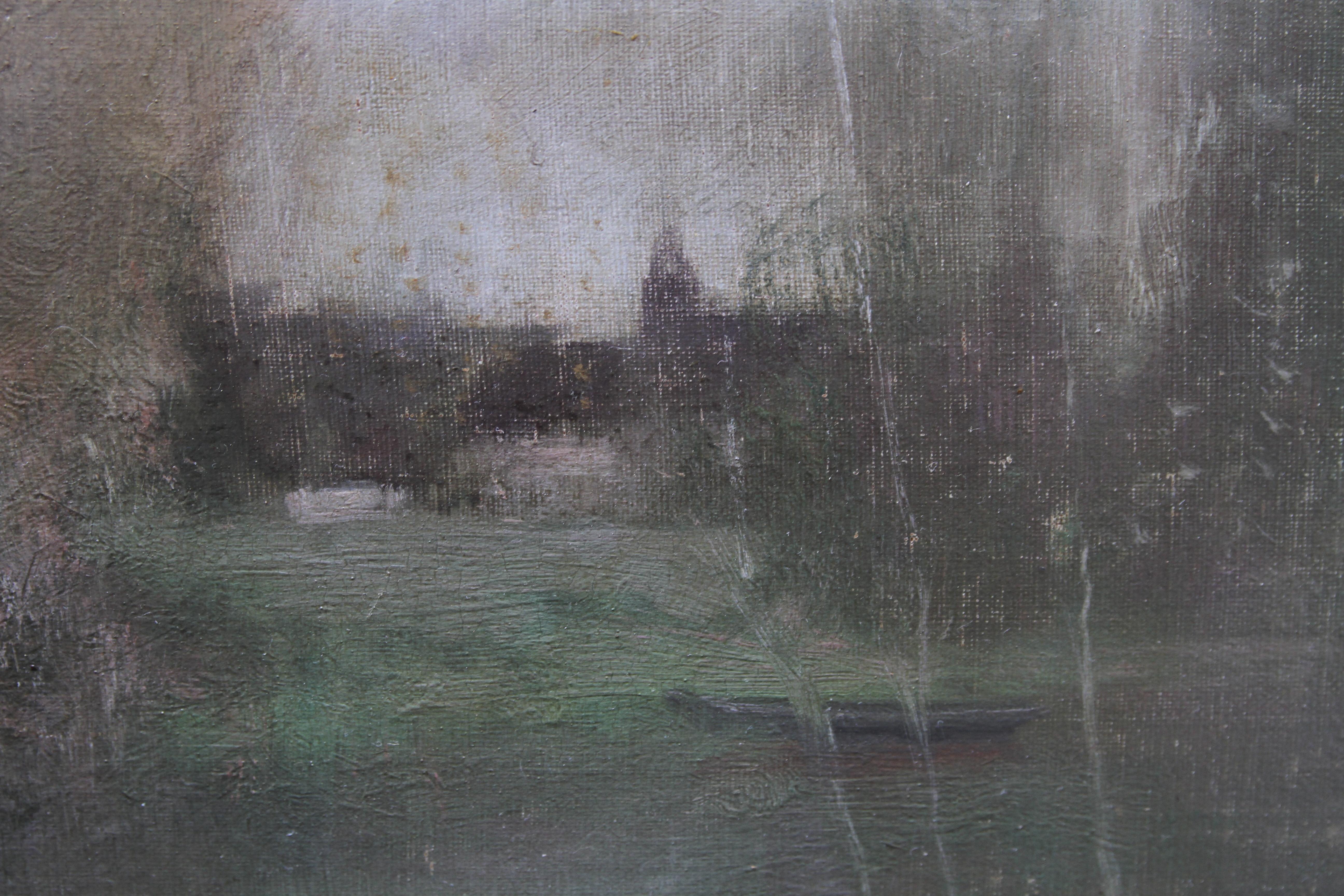 A large impressive original Victorian oil painting which was painted circa 1892 by Glasgow Boy Scottish artist Rober Macaulay Stevenson. This Romantic Scottish view is in fine condition and is framed in a Victorian gilt gallery frame. Influenced by