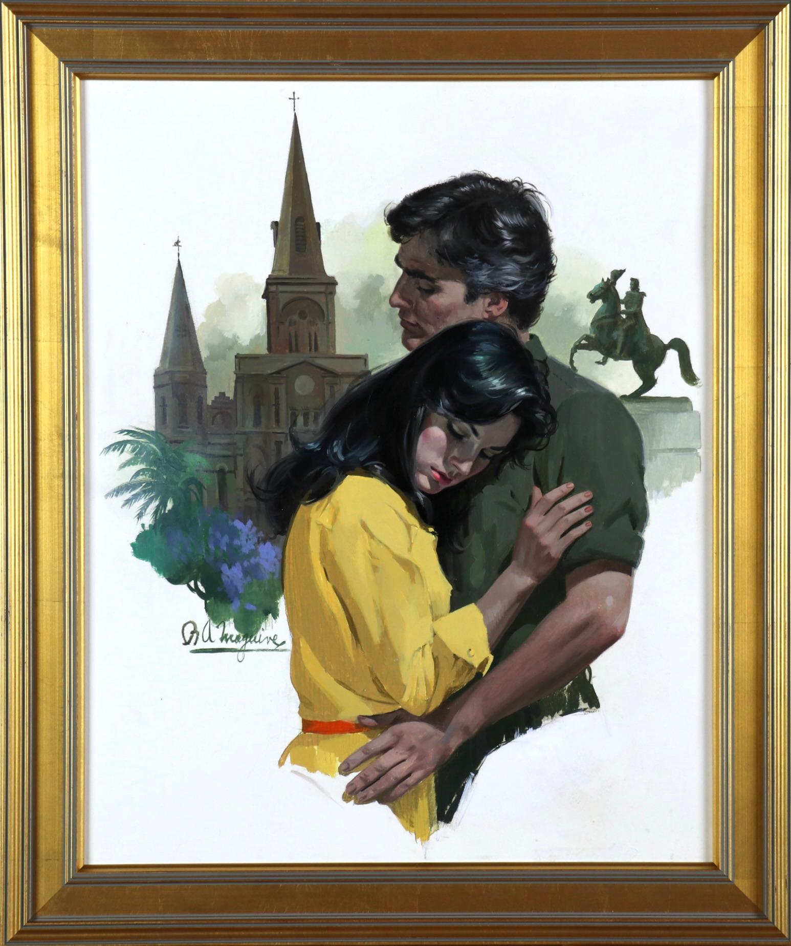 Couple Embrace - Painting by Robert Maguire