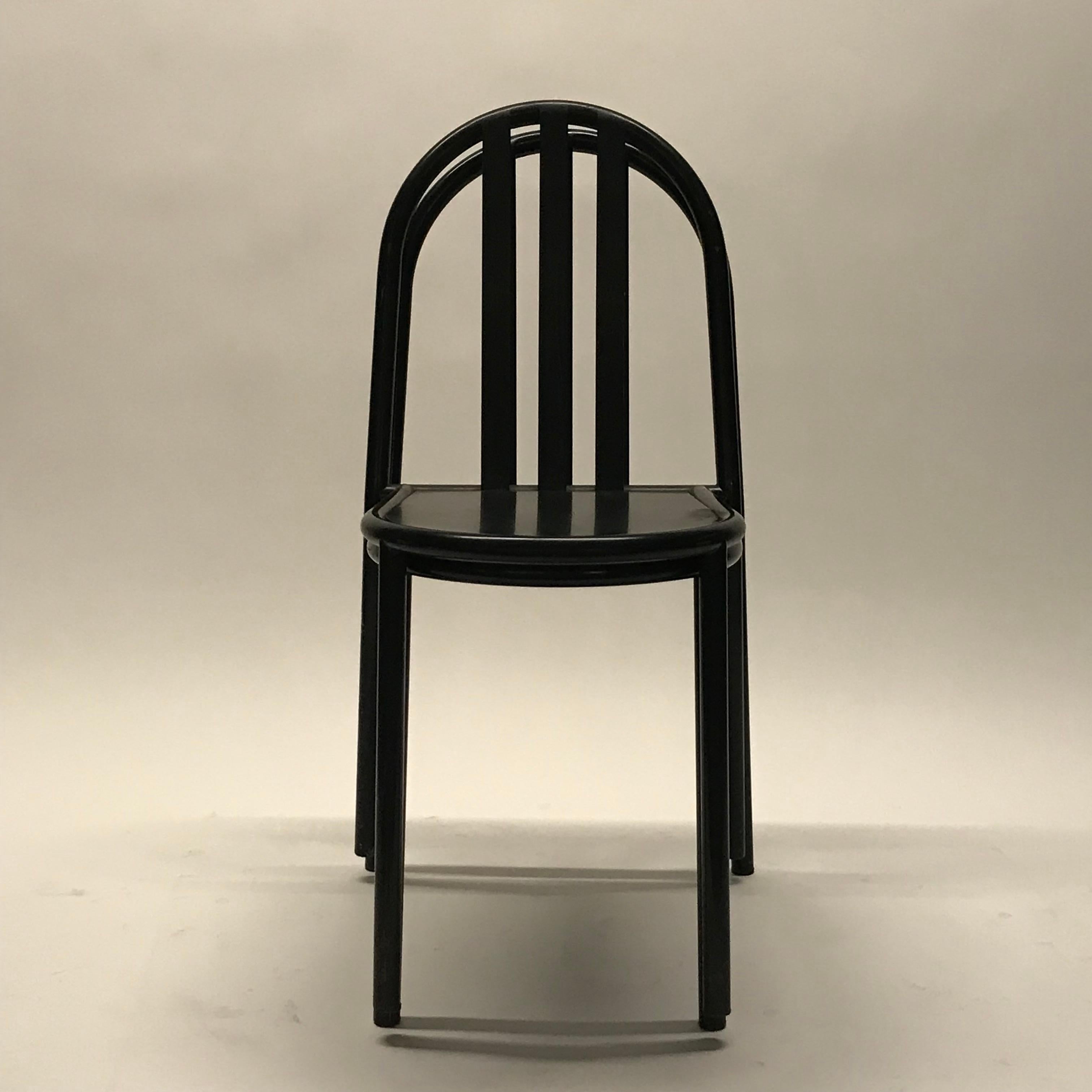 Robert Malet Stevens Stacking No.222 Chair Pair in Original Gloss Black Finish 4