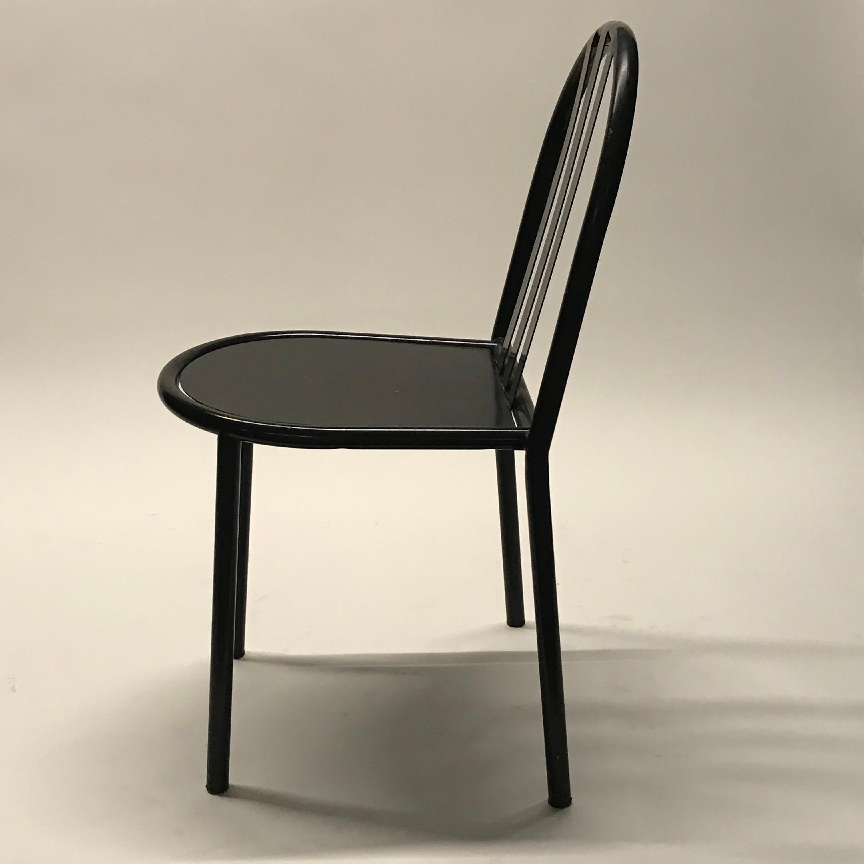 Late 20th Century Robert Malet Stevens Stacking No.222 Chair Pair in Original Gloss Black Finish