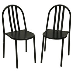 Robert Malet Stevens Stacking No.222 Chair Pair in Original Gloss Black Finish