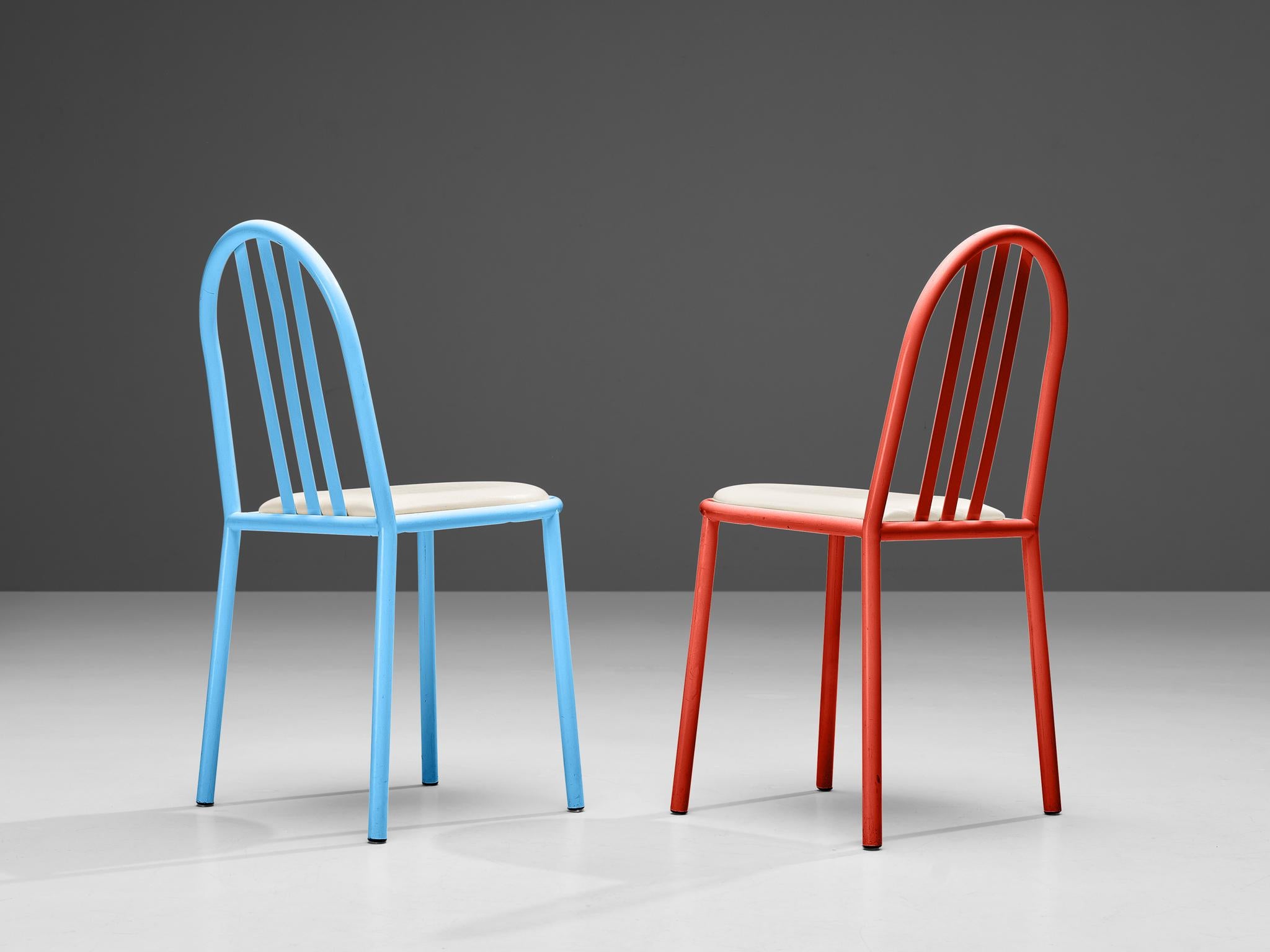 Robert Mallet-Stevens Dining Chairs Model 222 in Colourful Metal For Sale 2