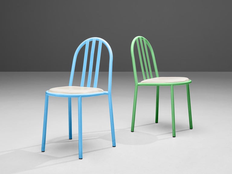 Robert Mallet-Stevens Dining Chairs Model 222 in Colourful Metal For Sale 3
