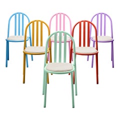 Robert Mallet-Stevens Dining Chairs Model 222 in Colourful Metal