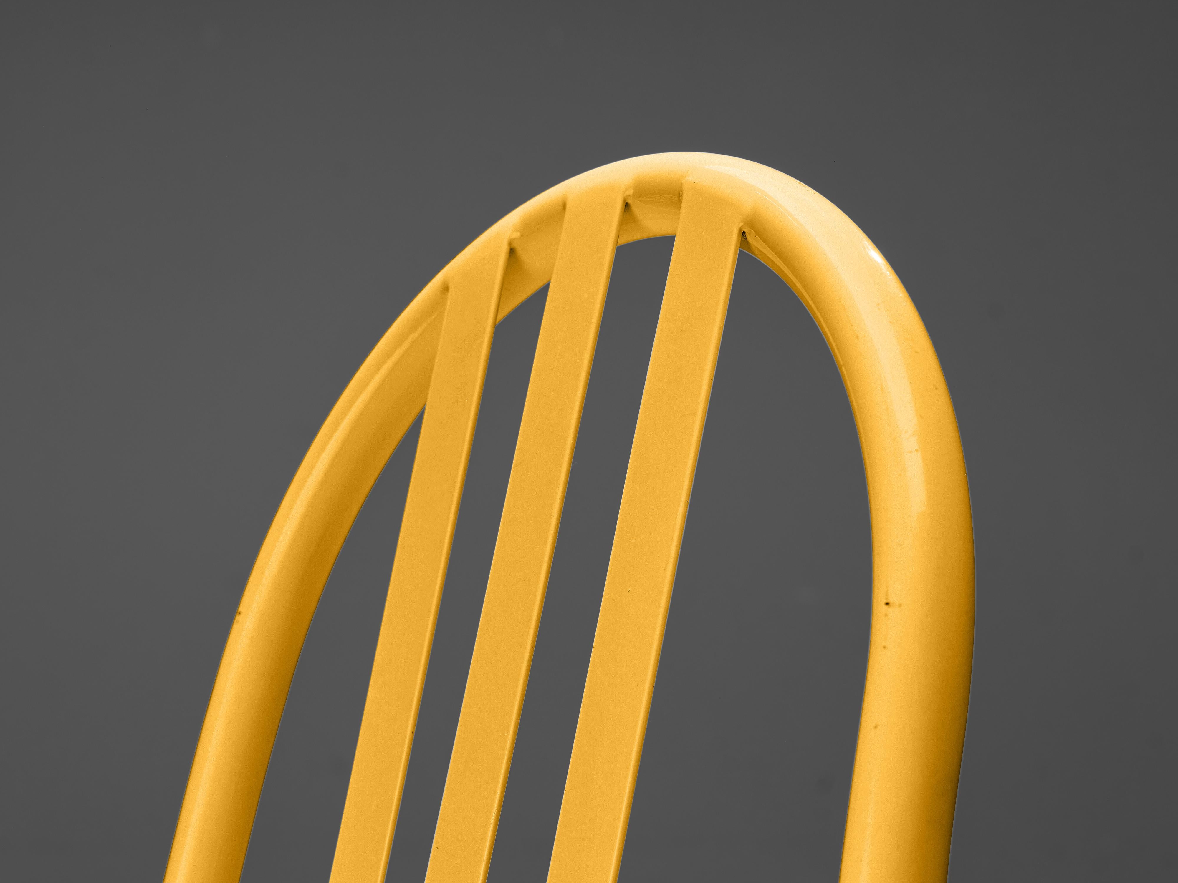 French Robert Mallet-Stevens Dining Chairs Model '222' in Colourful Metal