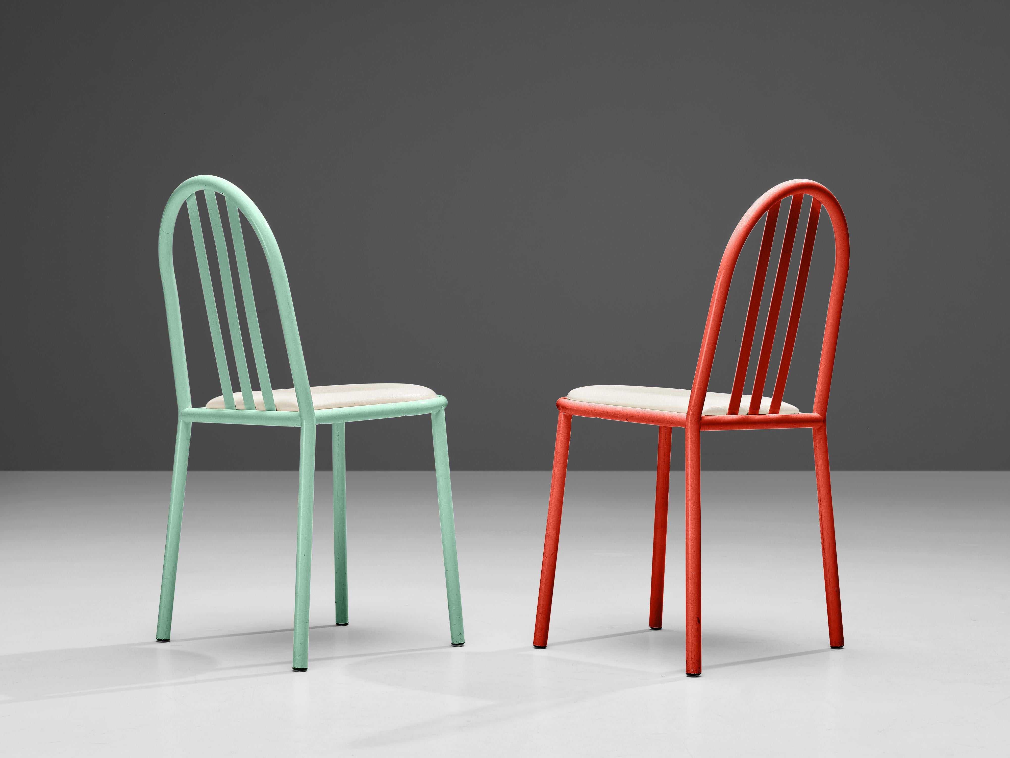 Robert Mallet-Stevens Dining Chairs in Colourful Metal In Good Condition For Sale In Waalwijk, NL