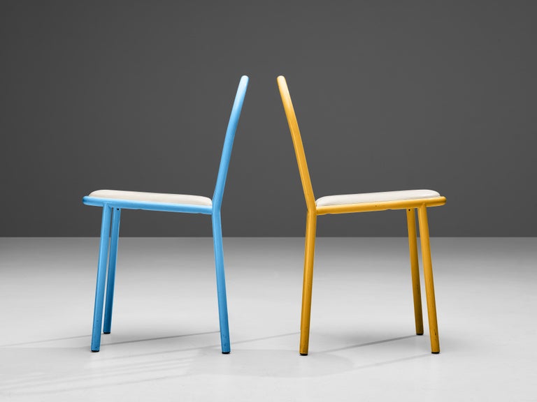 Robert Mallet-Stevens Dining Chairs in Colourful Metal For Sale 2
