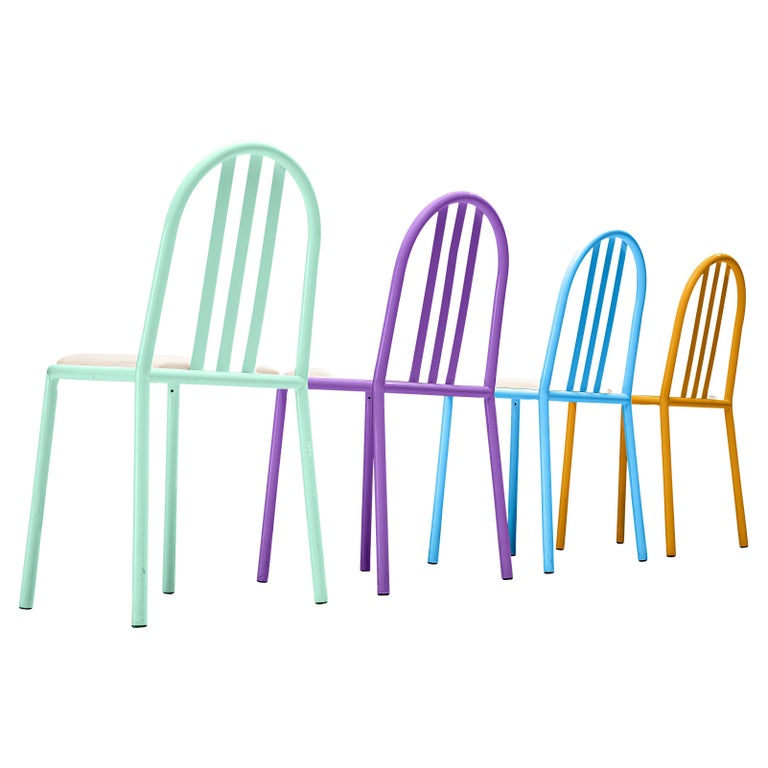 Robert Mallet-Stevens Dining Chairs in Colourful Metal For Sale