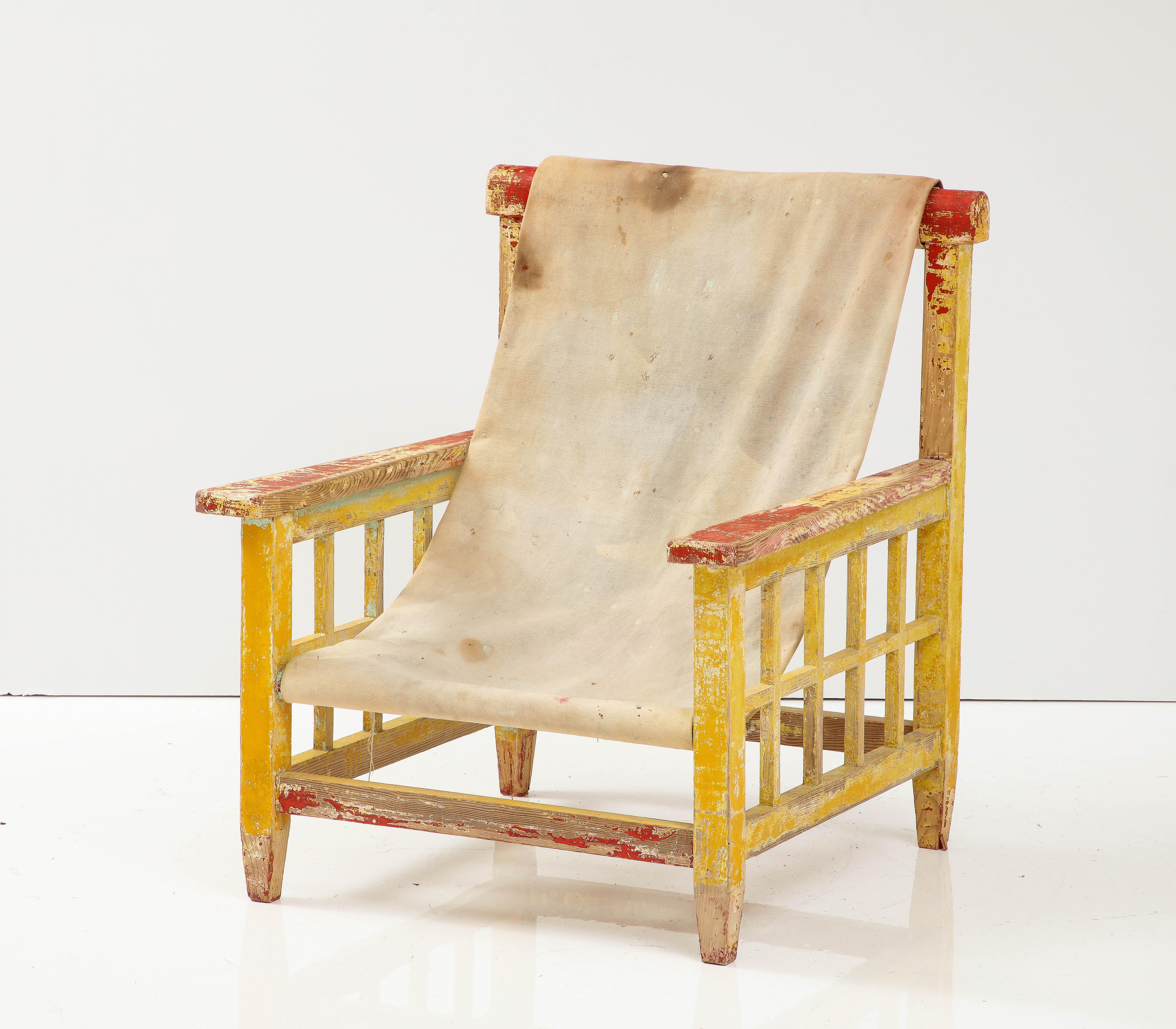 Robert Mallet Stevens, Hammock Chair, France, 1925, Original Canvas & Paint For Sale 4