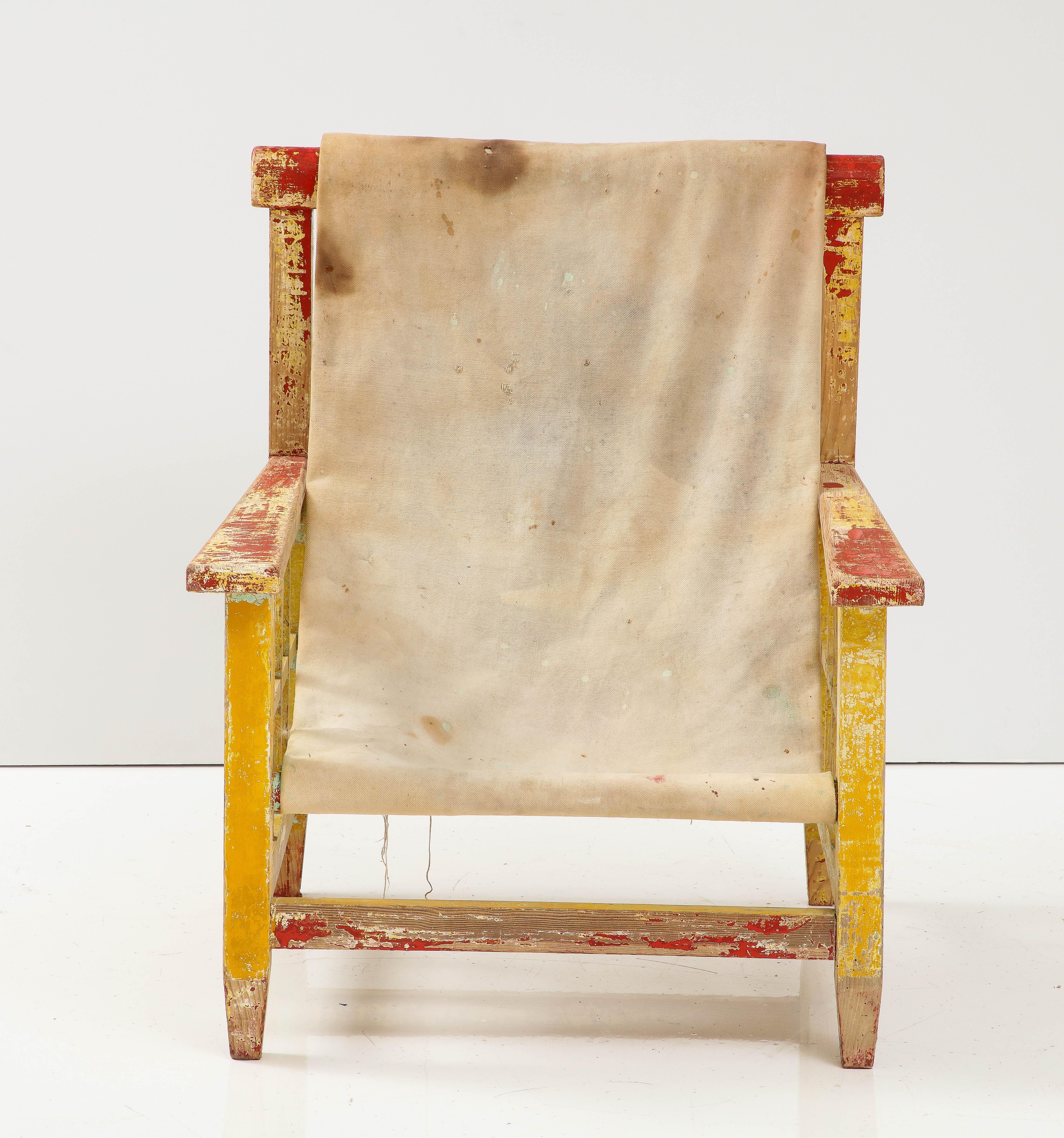 Art Deco Robert Mallet Stevens, Hammock Chair, France, 1925, Original Canvas & Paint For Sale