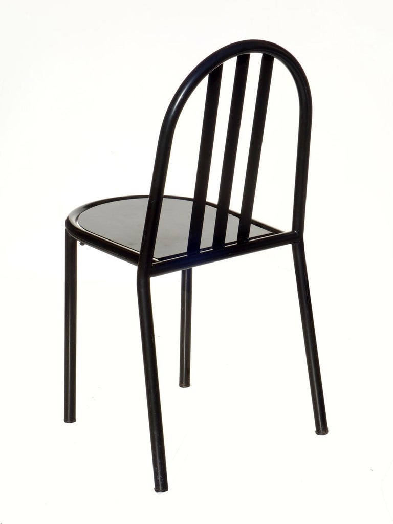 French Robert Mallet Stevens No 222 Black Stackable Chair, Set of 6 For Sale