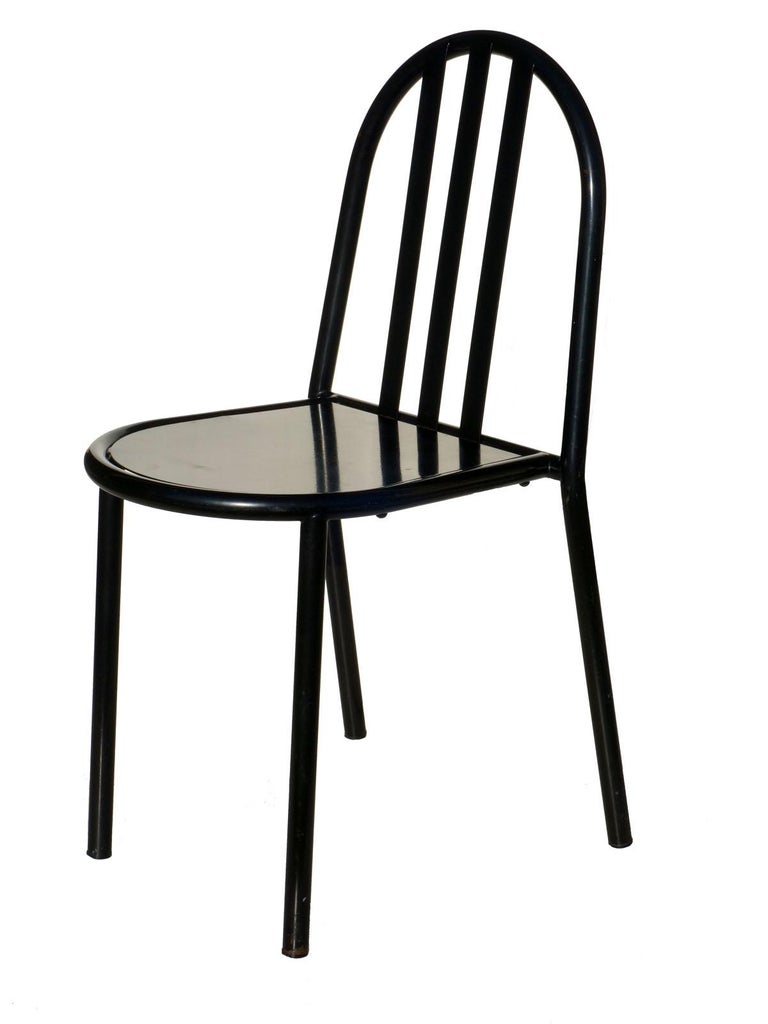 Robert Mallet Stevens No 222 Black Stackable Chair, Set of 6 In Good Condition For Sale In Brescia, IT