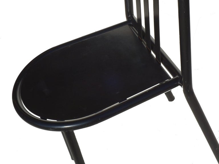 Late 20th Century Robert Mallet Stevens No 222 Black Stackable Chair, Set of 6 For Sale