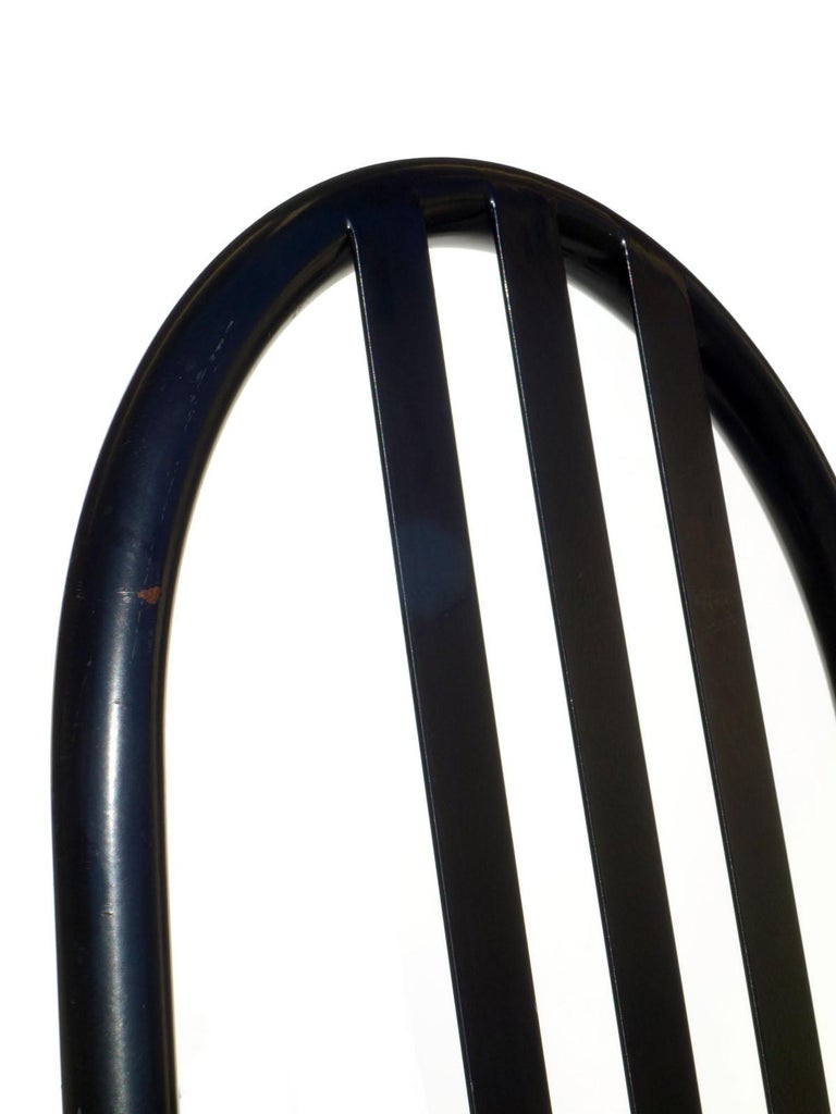 Metal Robert Mallet Stevens No 222 Black Stackable Chair, Set of 6 For Sale