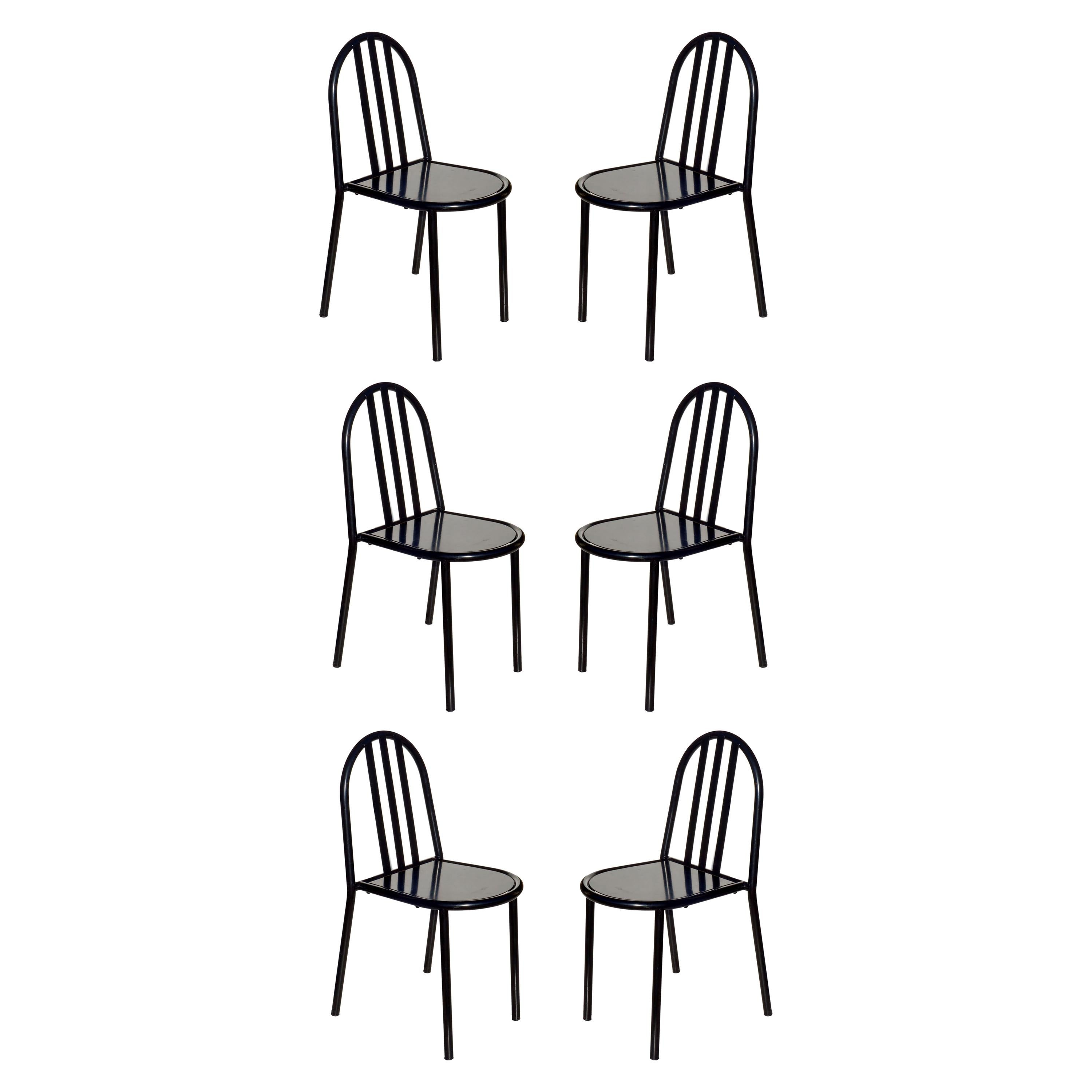 Robert Mallet Stevens No 222 Black Stackable Chair, Set of 6