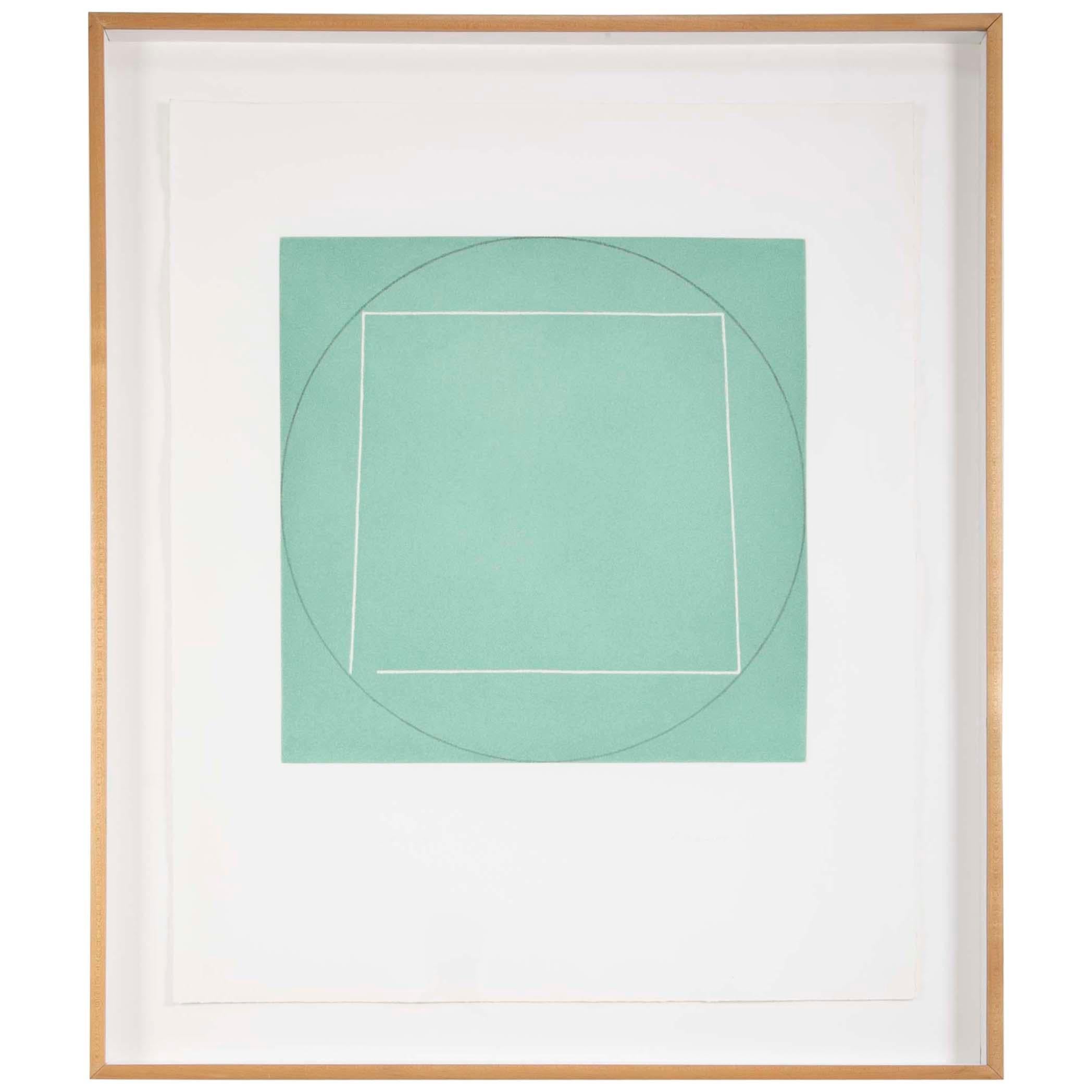 Robert Mangold, Aquatint Etching Titled "Distorted Square Within a Circle" For Sale
