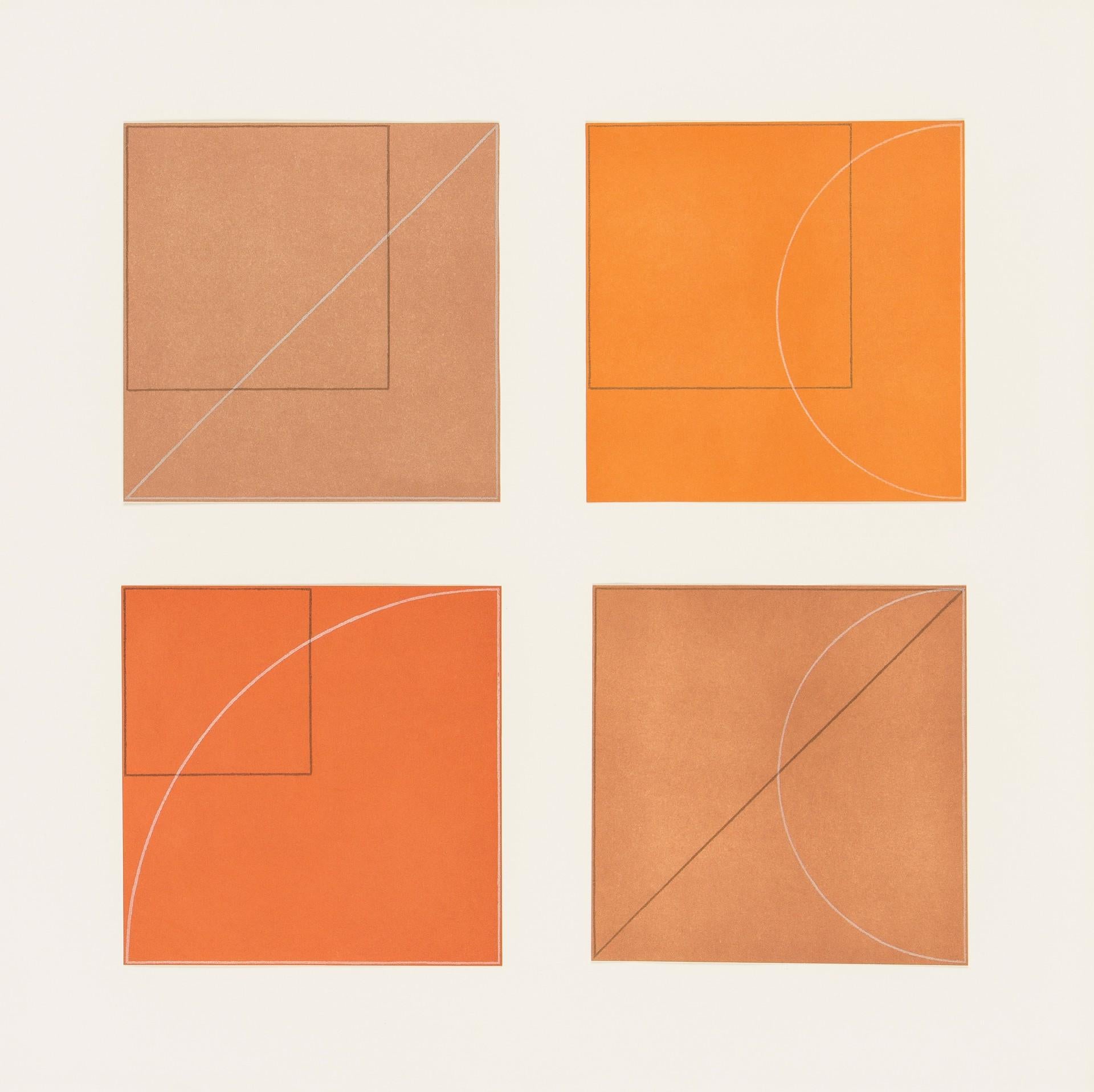 Robert Mangold (b. 1937)
A Set of Four Prints from Five Aquatints
Sheet size: 22.8 x 22.8 cm (each)
Overall: 50.8 x 50.8 cm
69 x 69 x 4 cm (framed)

This set of four aquatints is a quintessential example of Robert Mangold's rigorous and elegant