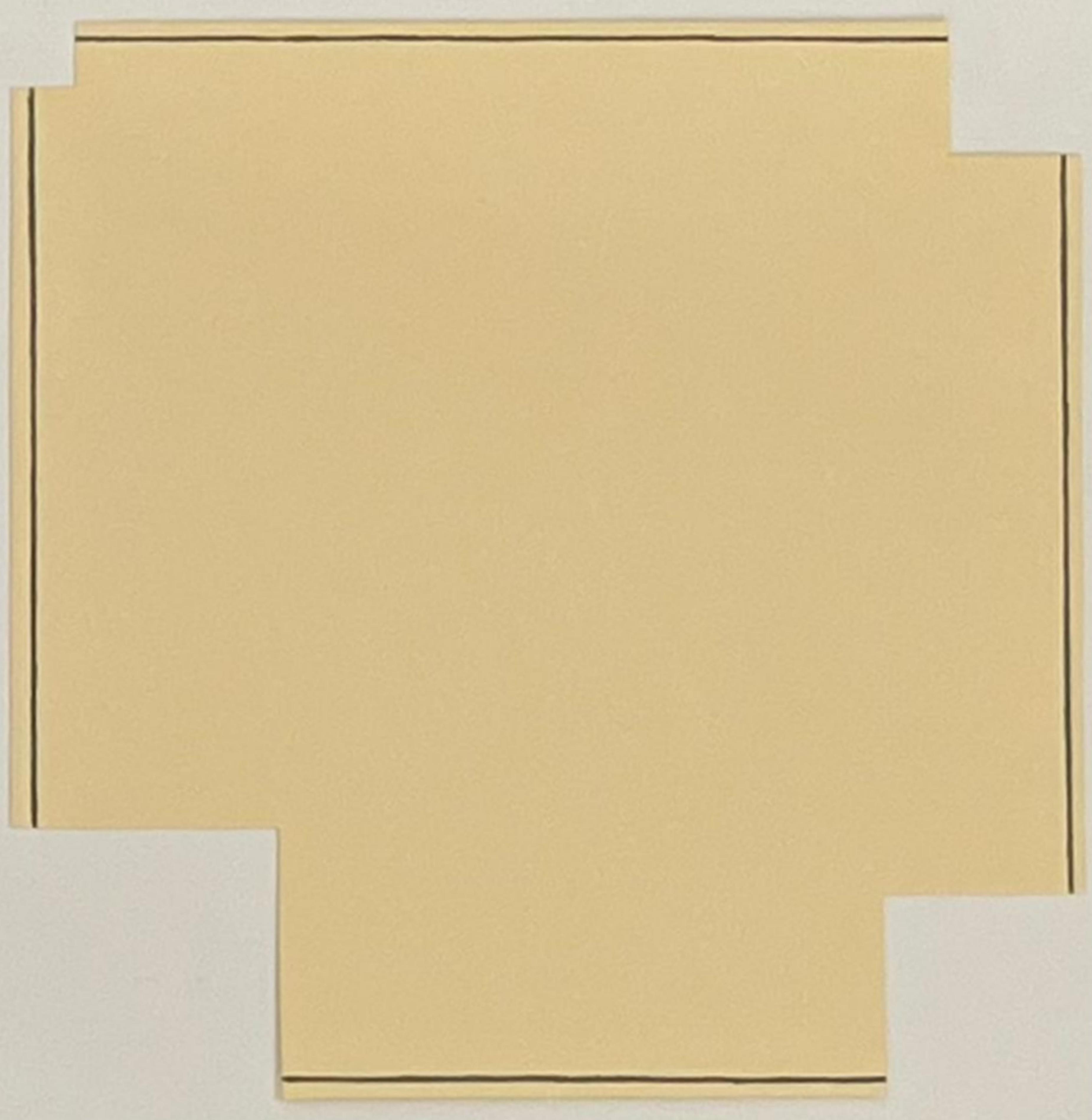 Robert Mangold Abstract Print - A Square with Four Squares Cut Away, rubber stamp print on Cambersand paper #917