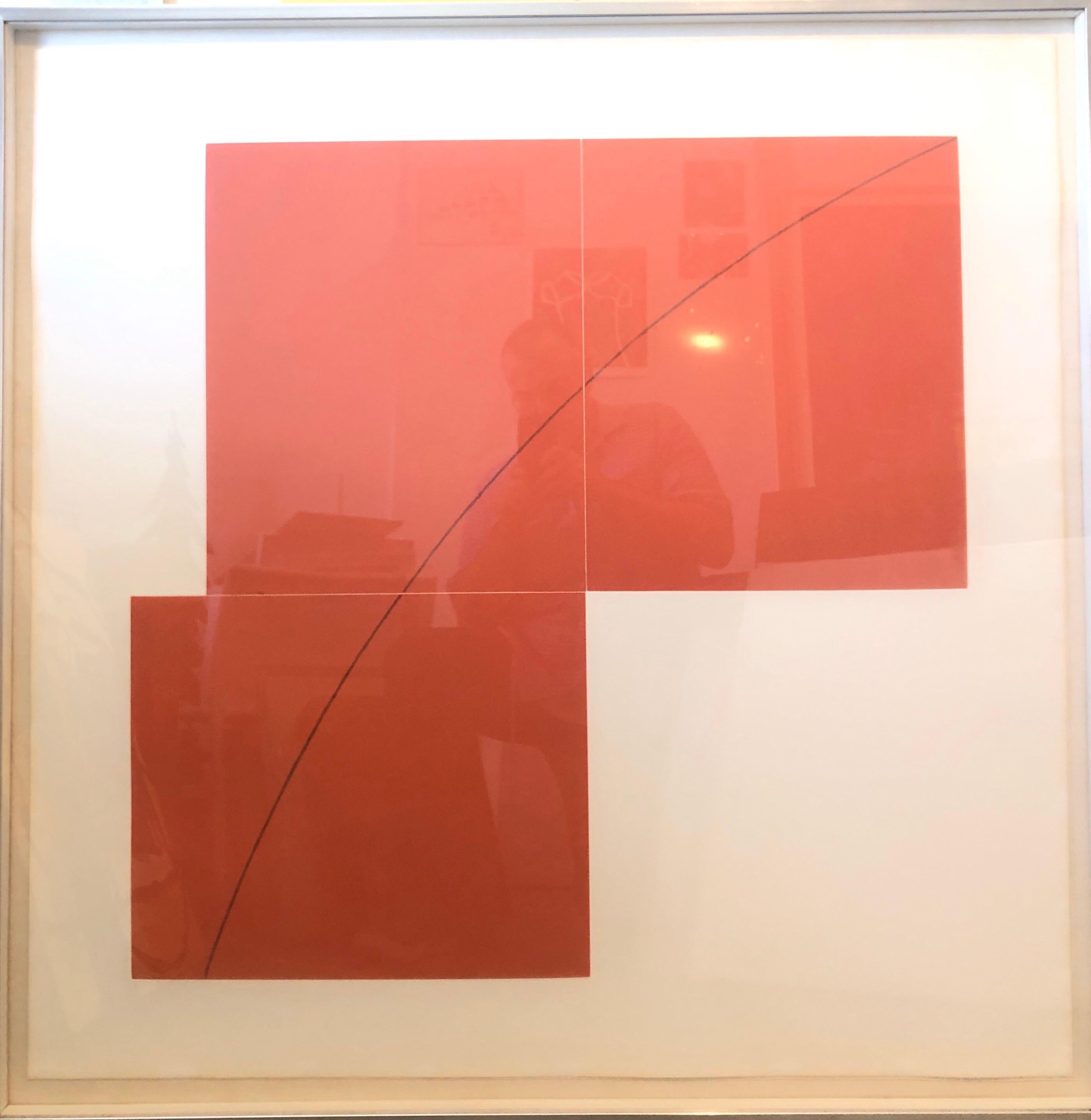 Large Aquatint Etching A Red Color MInimalist Abstract Etching Robert Mangold For Sale 9