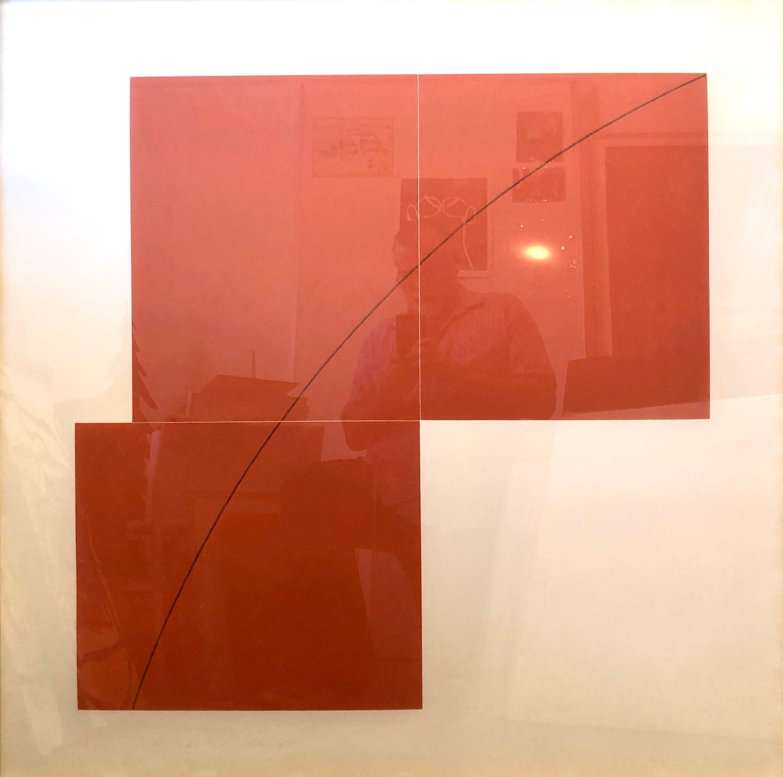 Large Aquatint Etching A Red Color MInimalist Abstract Etching Robert Mangold For Sale 7