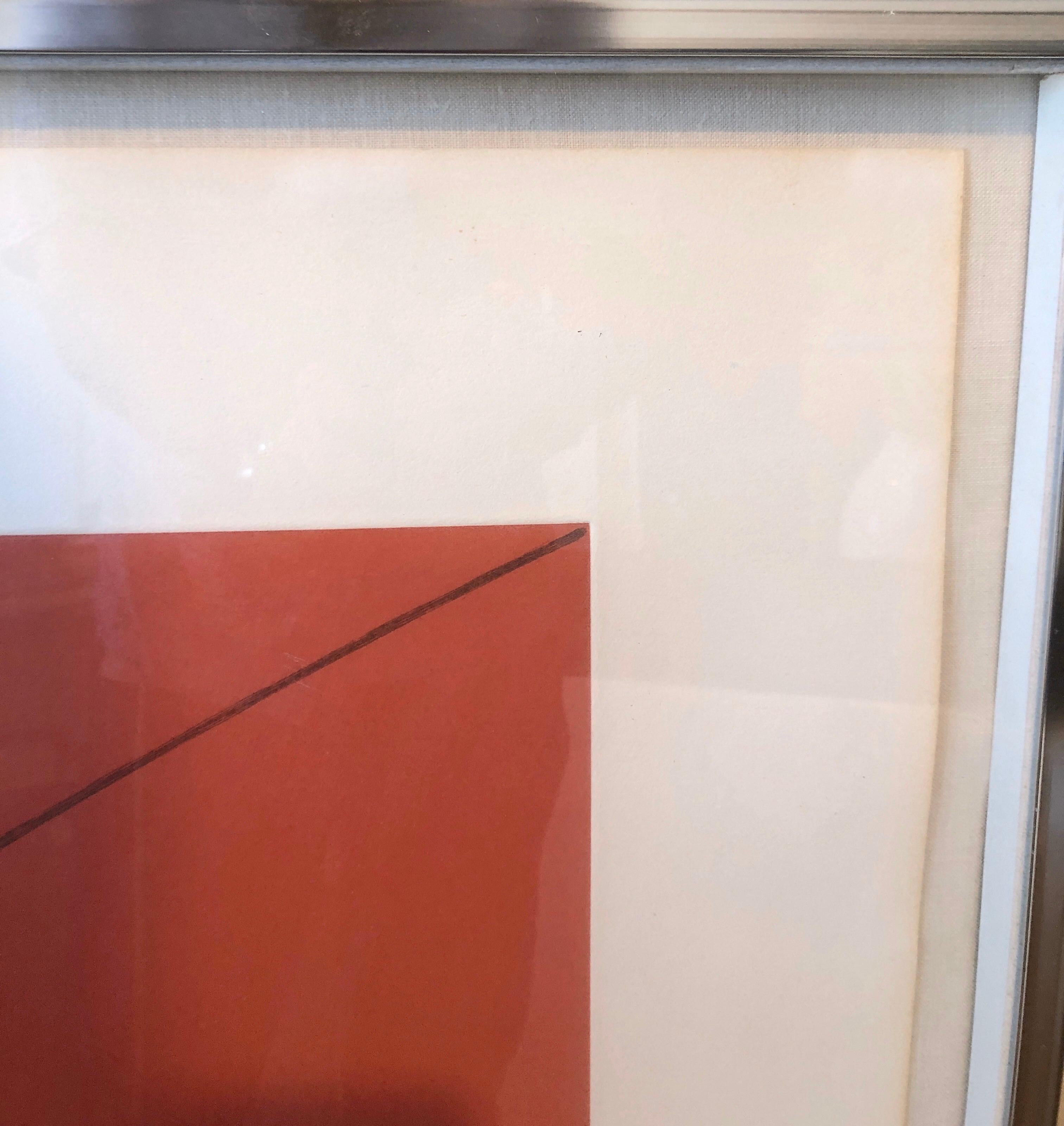 Large Aquatint Etching A Red Color MInimalist Abstract Etching Robert Mangold For Sale 7
