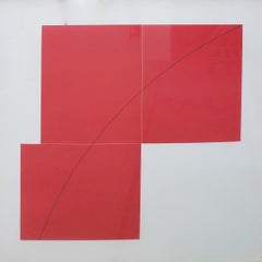 Grande aquatinte abstraite MInimaliste d'une couleur rouge de Robert Mangold