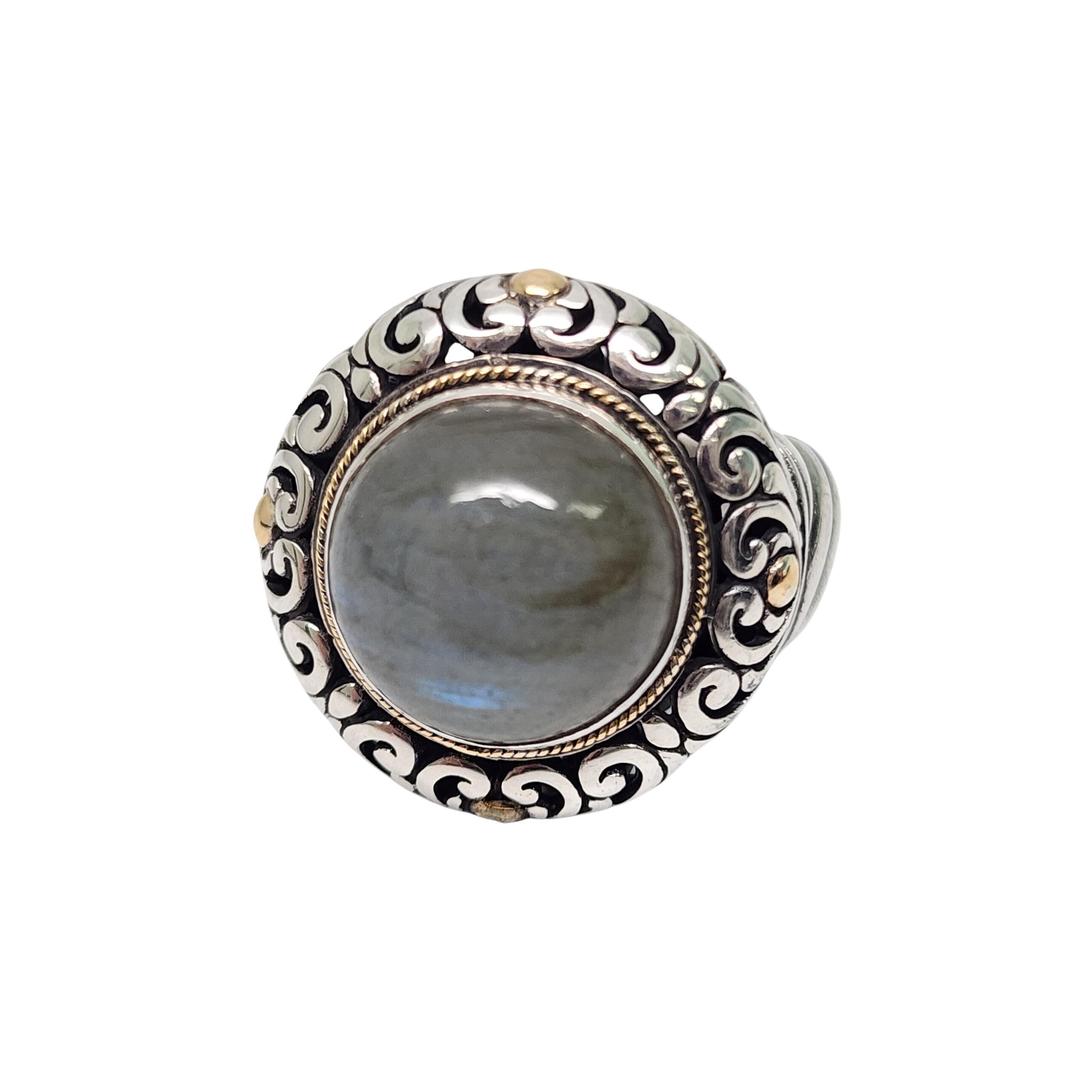 Robert Manse Sterling Silver 18K Gold Accent Labradorite Ring Size 7 #16692 In Good Condition For Sale In Washington Depot, CT