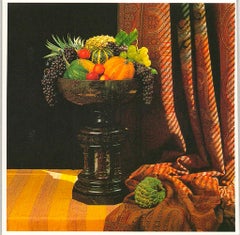Urn with Fruit Offset Print, Abstract Expressionist, Framed, 1994
