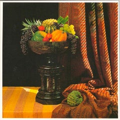 Urn with Fruit Offset Print, Abstract Impressionist, Framed, 1994