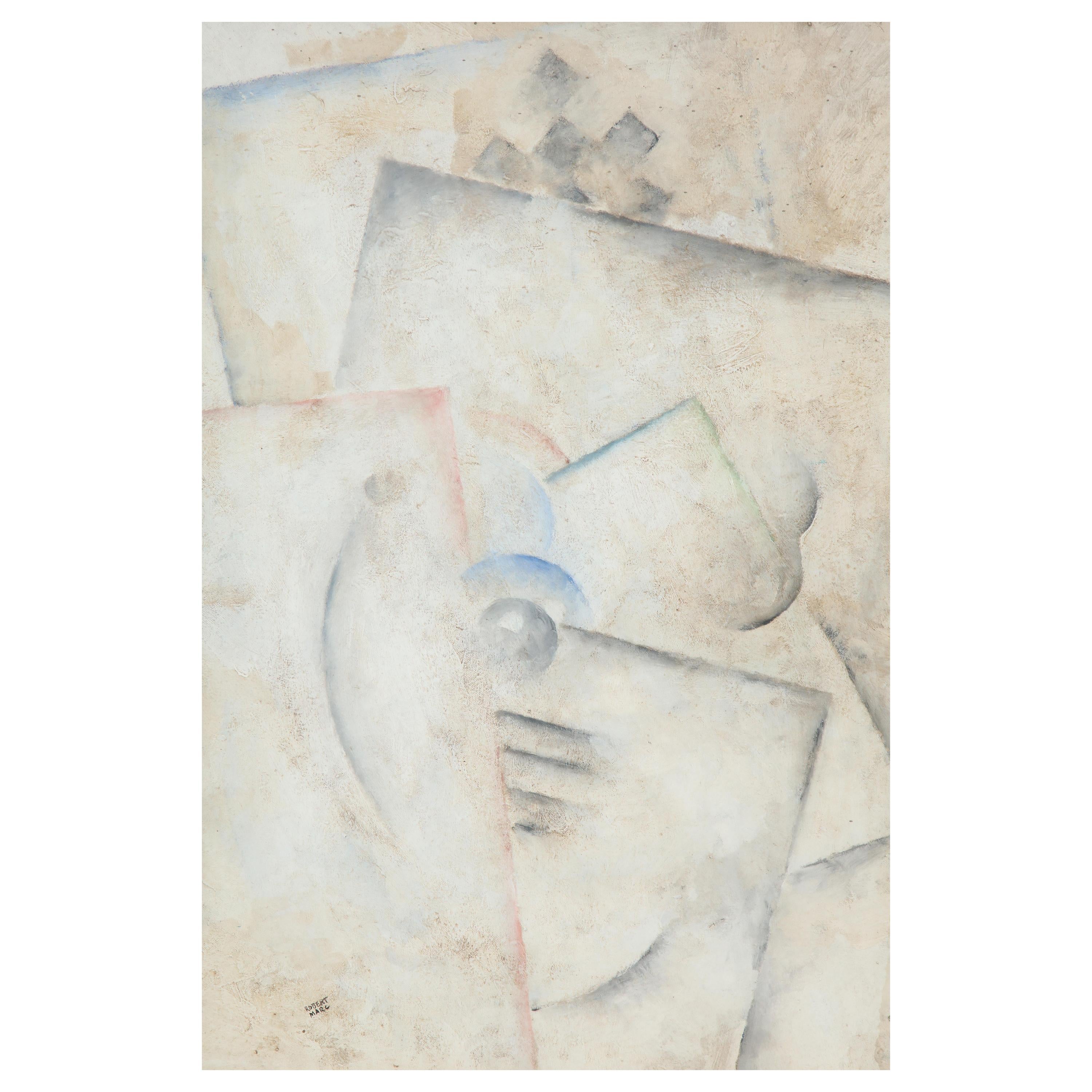 Robert Marc "Untitled" Cubist, oil on board, signed, circa 1975-1980
