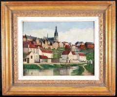 Pry, Belgium - Mid 20th Century Belgian Wallonia Naive Landscape Oil Painting
