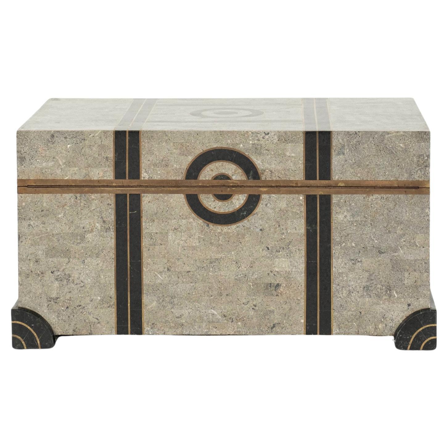 Robert Marcius Casa Bique Coffre en pierre taupe gris tessellé en vente