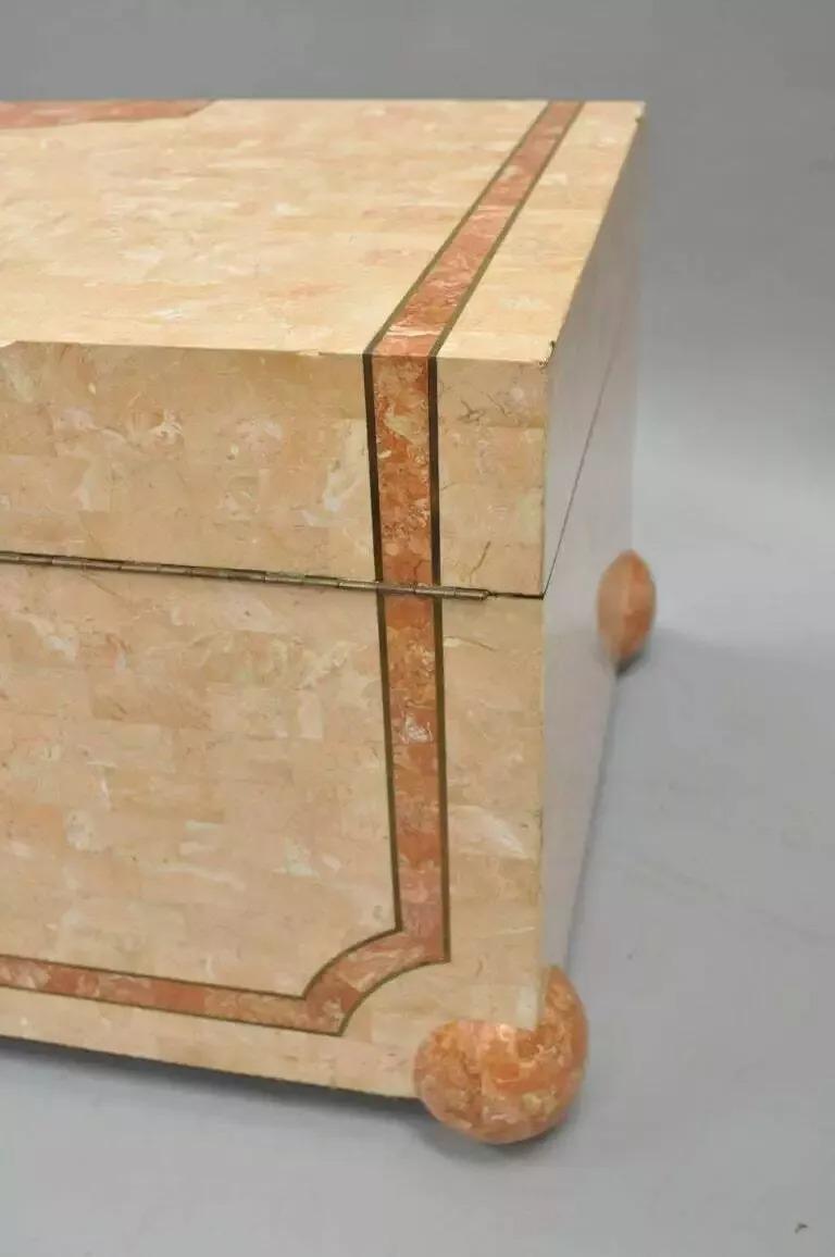 Brass Robert Marcius Casa Bique Tessellated Stone Trunk Box Coffee Table Chest For Sale