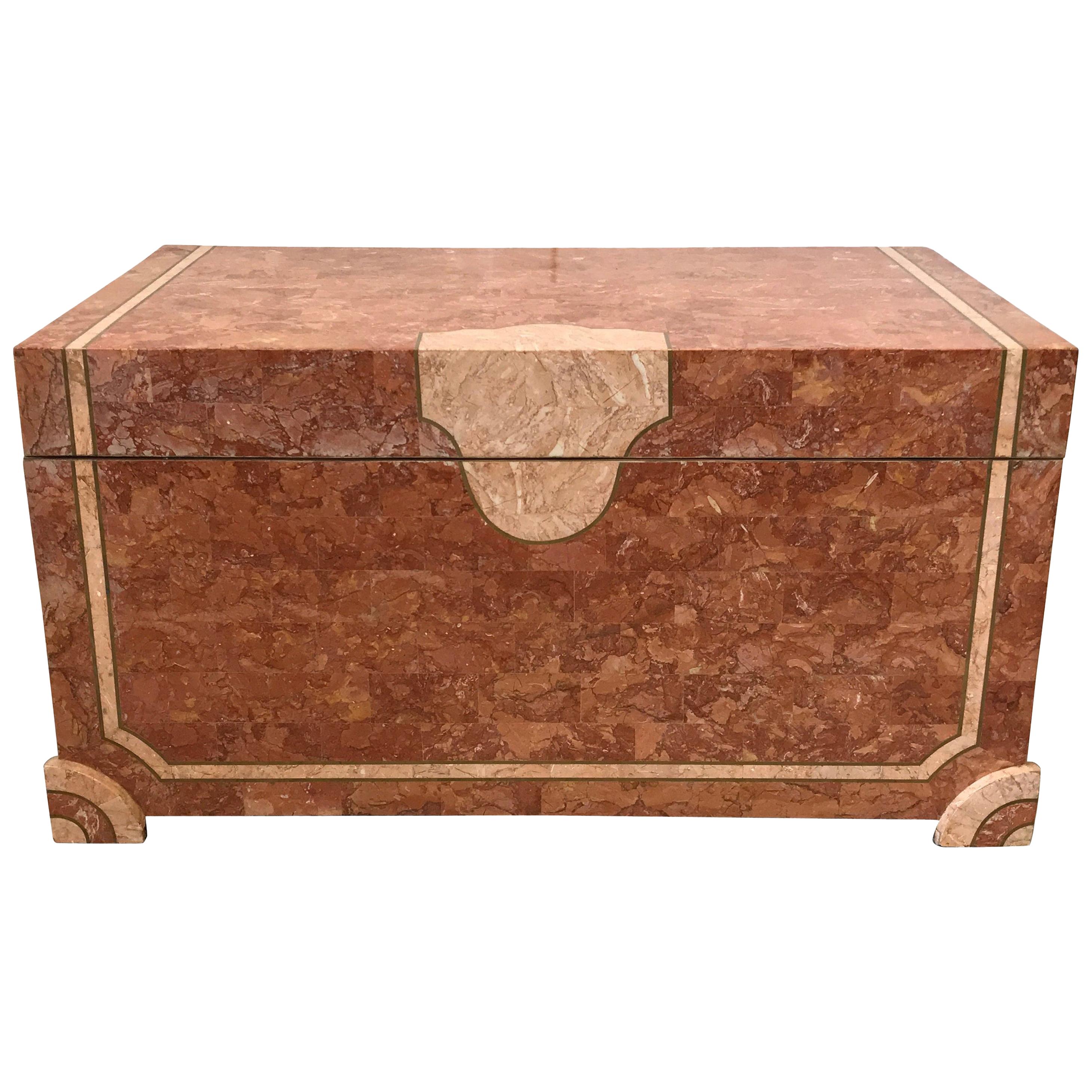 Robert Marcius for Casa Bique Tesselated Stone Trunk Coffee Table, 1980s For Sale