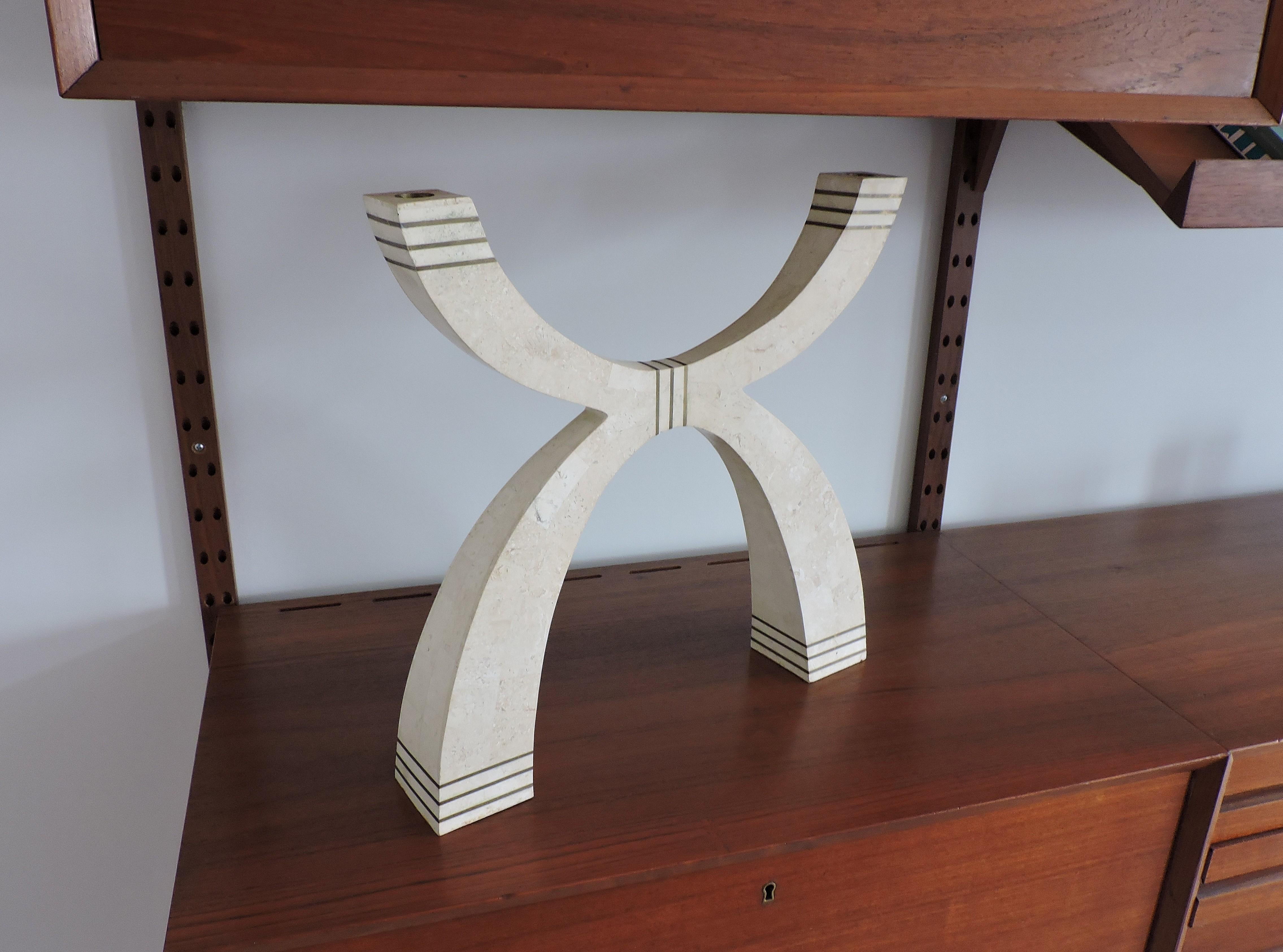 Philippine Robert Marcius for Casa Bique Tessellated Stone and Brass Candleholder