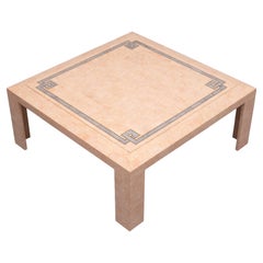Robert Marcius Pink Tessellated Marble and Brass inlay Coffee table 1970s