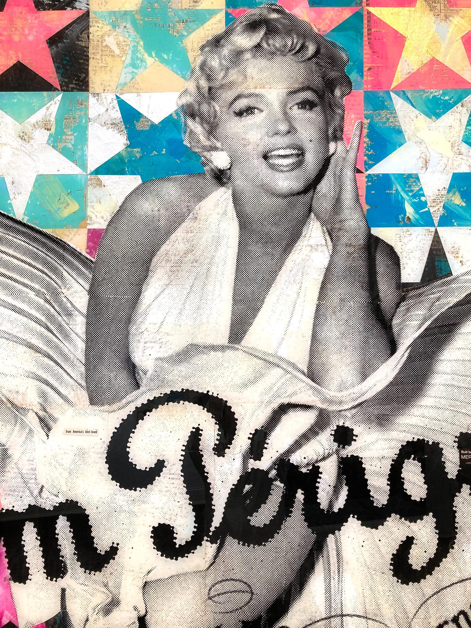 „From Americas Best Loved“ Marilyn Monroe Collage-Komposition auf Tafelplatte – Painting von Robert Mars