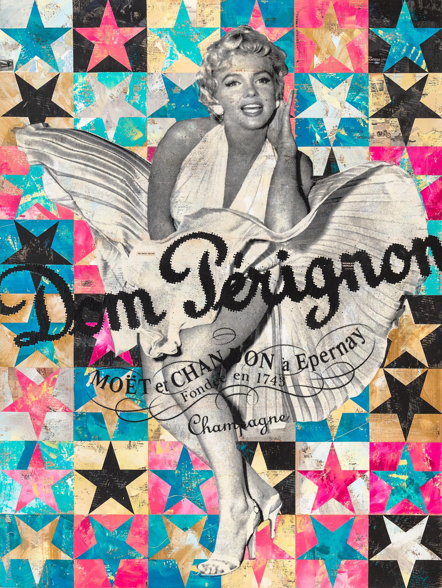 "From Americas Best Loved" Marilyn Monroe Composition en Collage sur Panneau