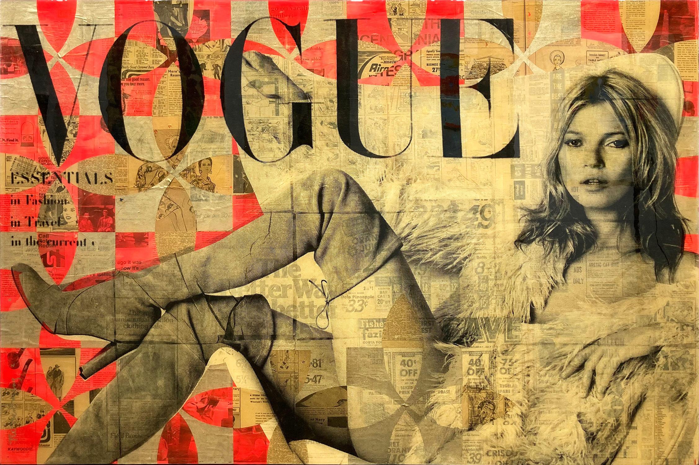 "Heartbreak a Stranger" Kate Moss con Stuart Weitzman Collage Pannello in resina