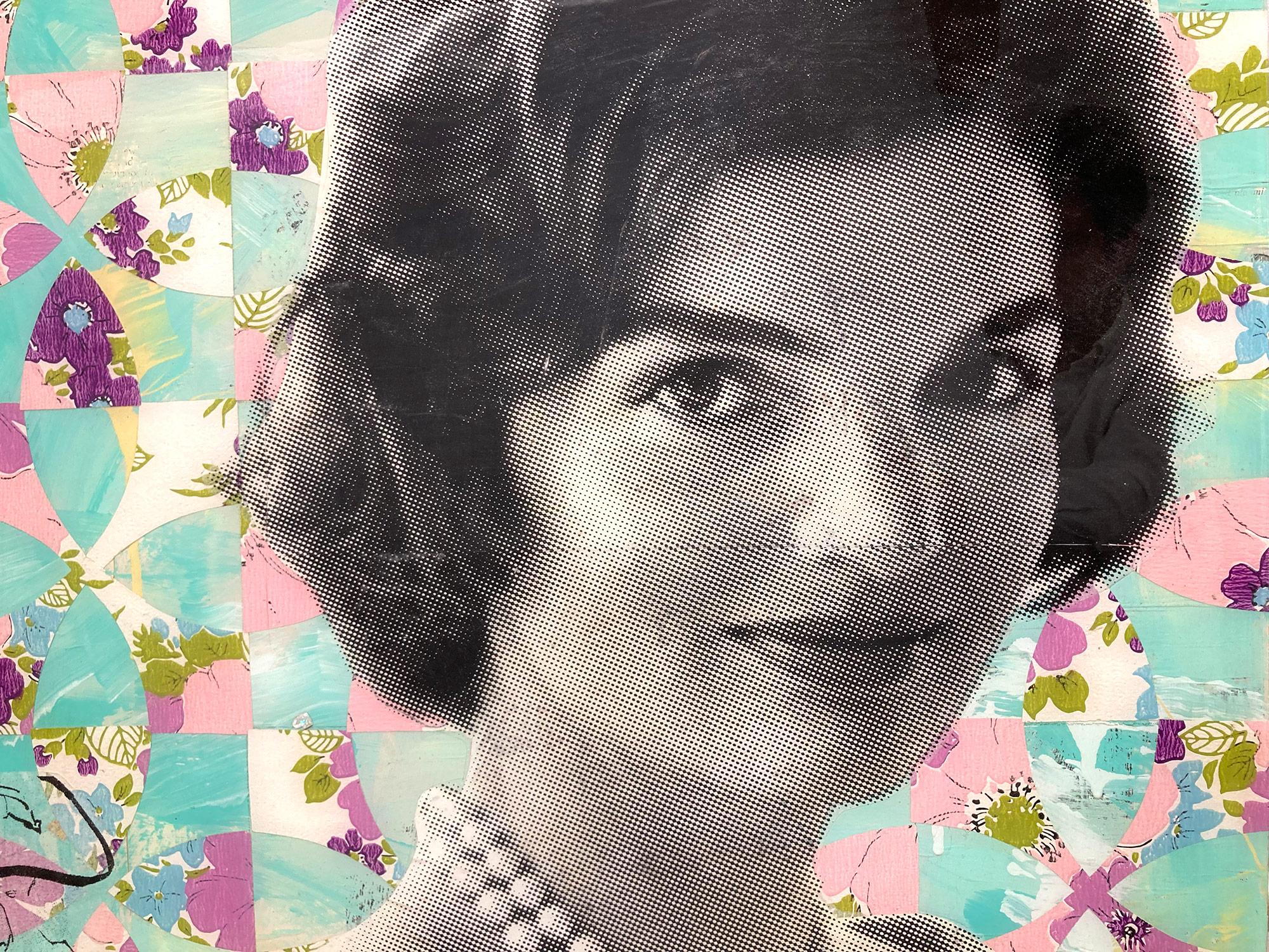 „Slow Ready“ Jackie Kennedy Onassis Collage-Komposition, Gemälde auf Tafelplatte im Angebot 6