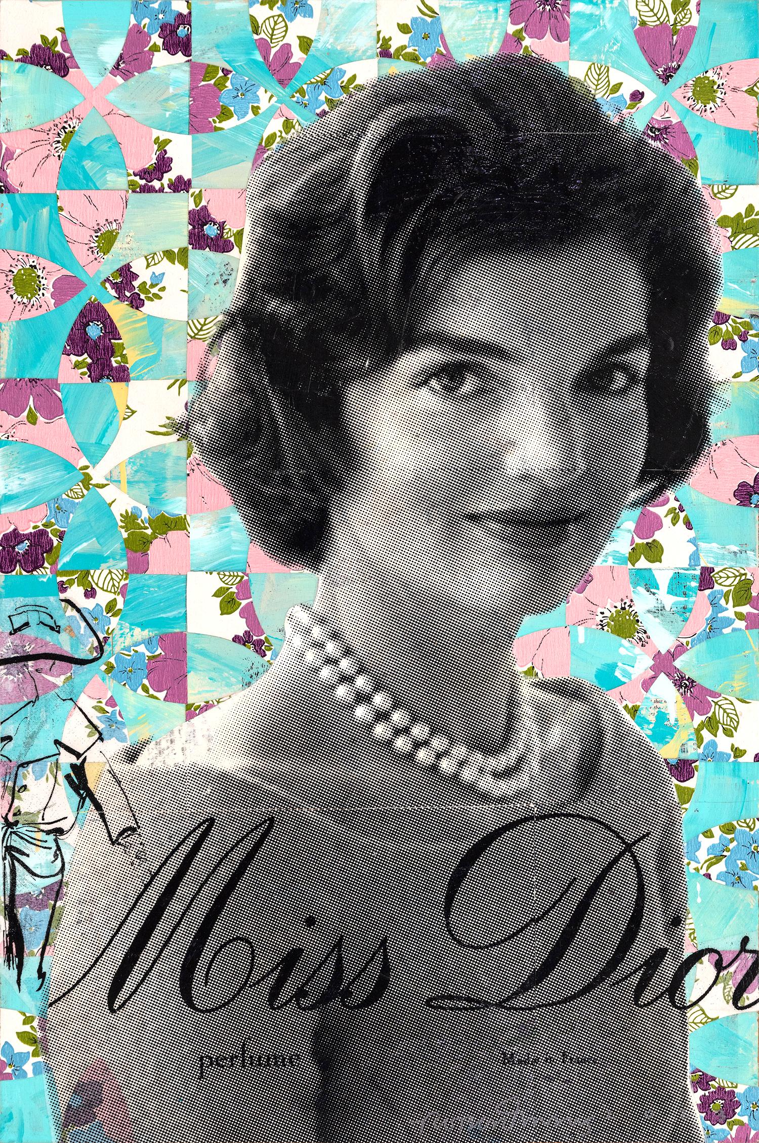 "Slow Ready" Jackie Kennedy Onassis Composición collage Pintura sobre tabla