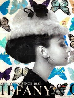 "Pensando en una mujer" Audrey Hepburn Composición collage Pintura sobre tabla Panel