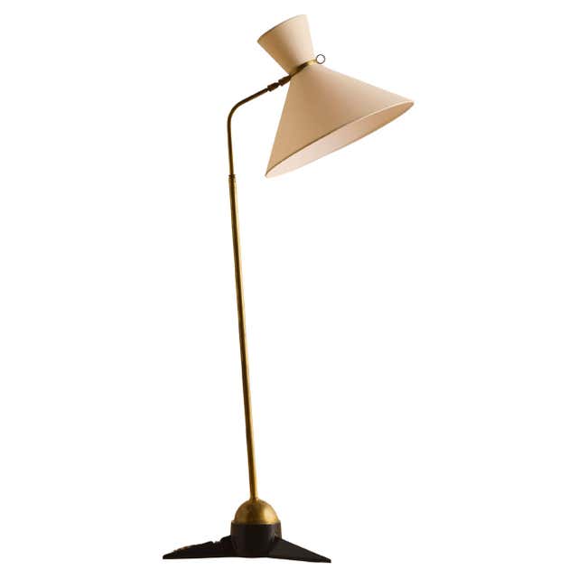 Robert Mathieu French Floor Lamp Brass Adjustable 1950 Lunel Arlus ...