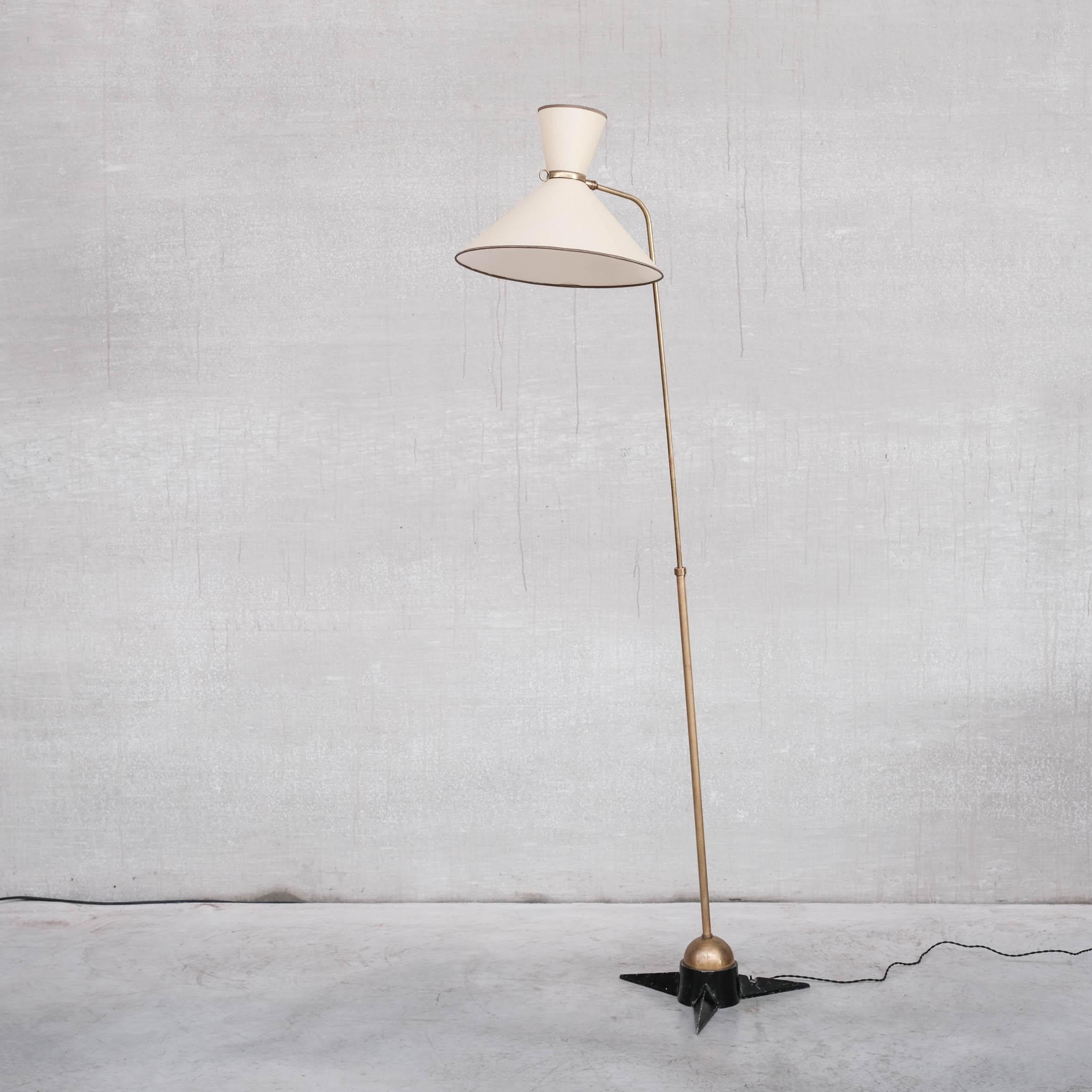 Robert Mathieu French Brass Adjustable Mid-Century Floor Lamp For Sale 5